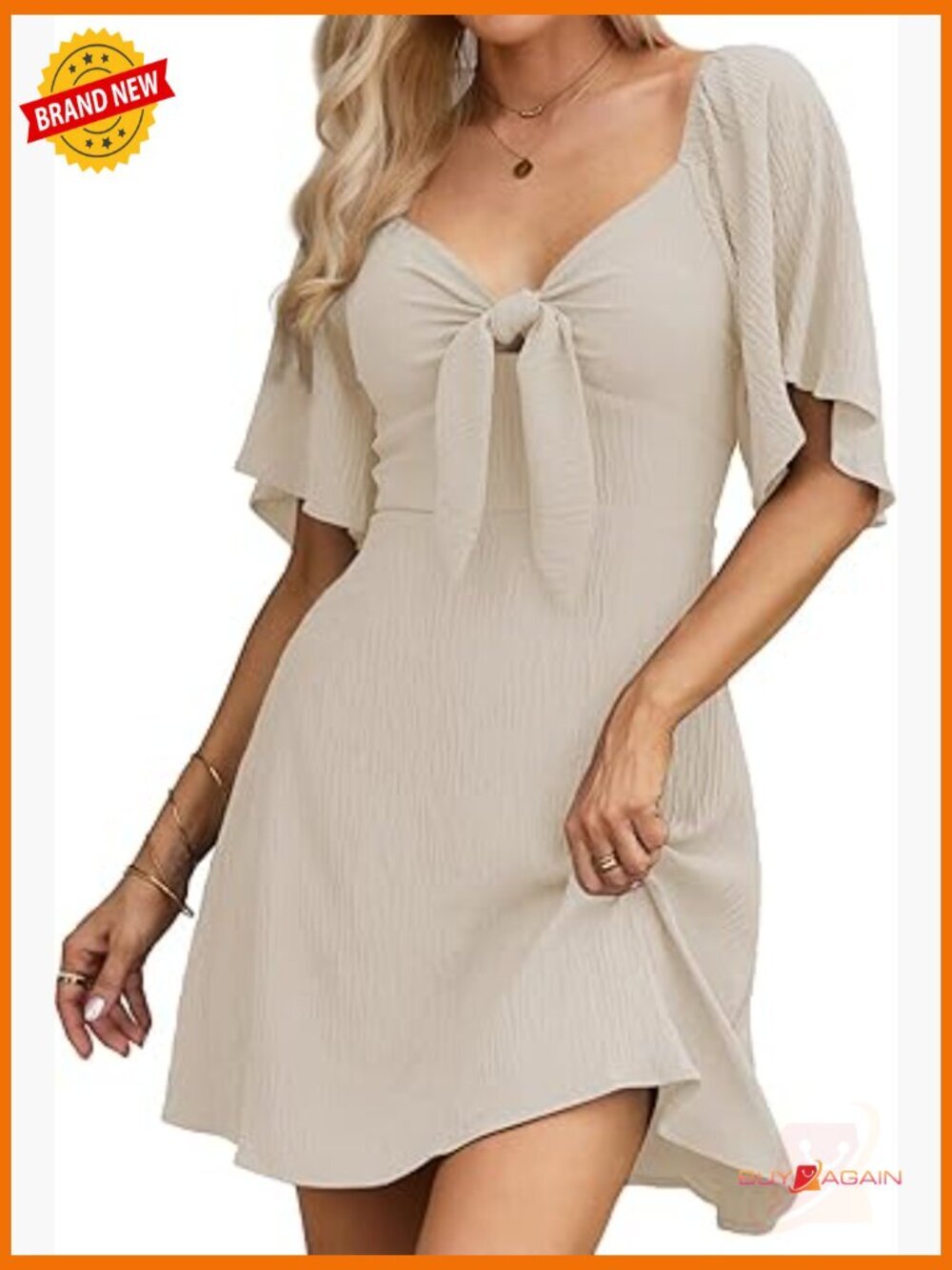 Deep V Neck Bow Tie Ruffle Mini Dress - Elegant Cocktail Party Dress